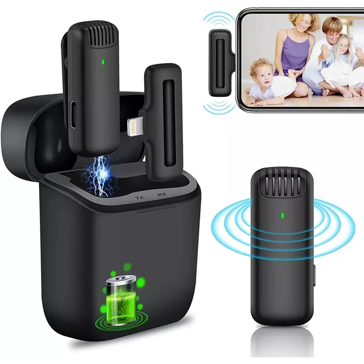 GENERICO - Micrófono inalámbrico Solapa Lightning para Iphone Reducción Ruido