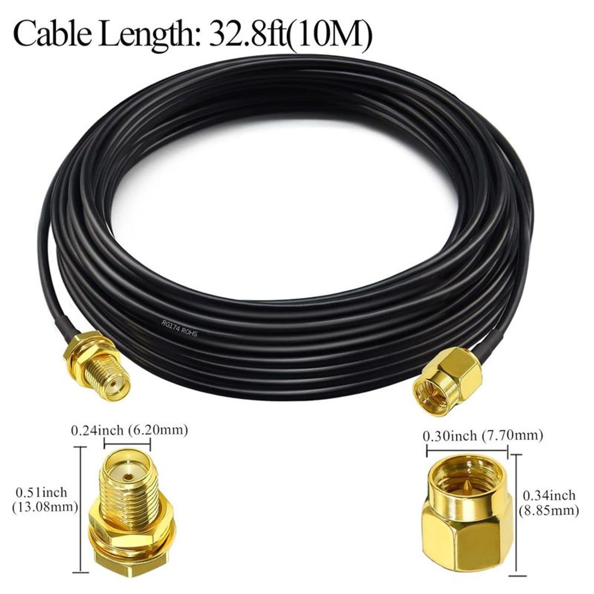 GENERICO - Cable Extensor Pigtail Sma Rg174 Coaxial Antena 10m Max