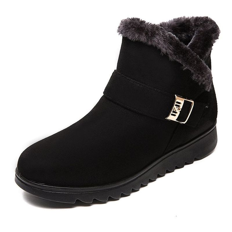 BLWOENS - Botas de Gamuza con Cremallera Estilo Invierno para Mujer - - Negro