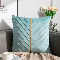 DANWEILE - Funda de cojín terciopelo para el hogar de 45 x 45 cm - Azul cielo