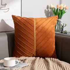 DANWEILE - Funda de cojín terciopelo para el hogar de 45 x 45 cm - Naranja.