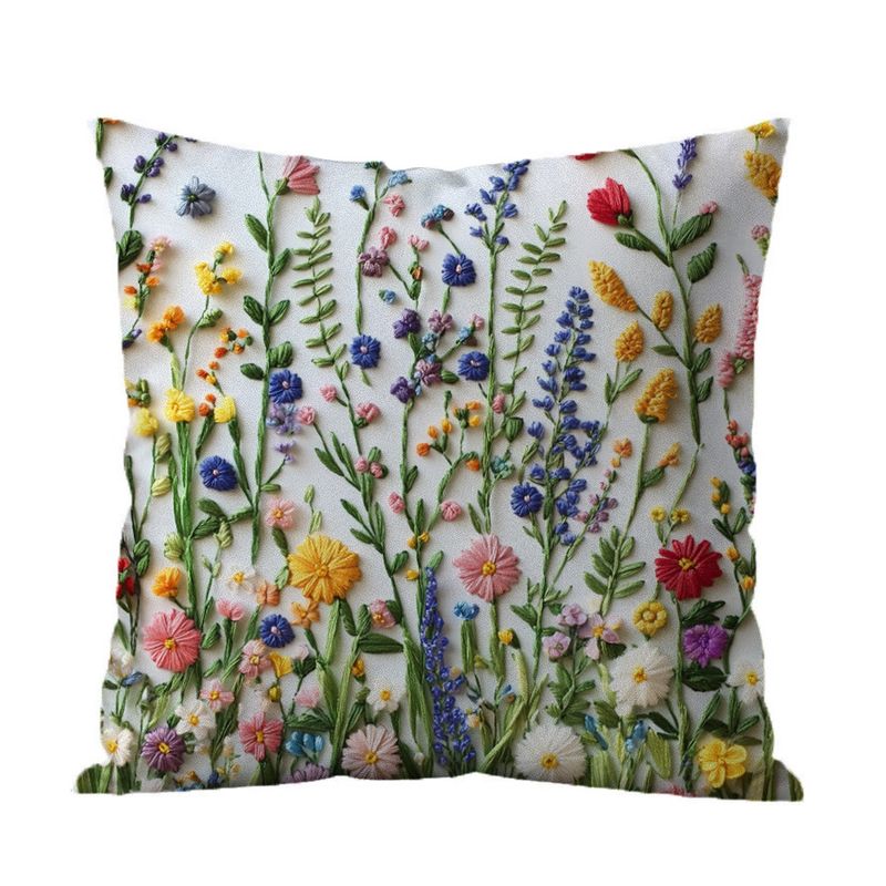 DANWEILE - Fundas de Almohada Minimalistas con Bordado de Flores y Plantas Verdes