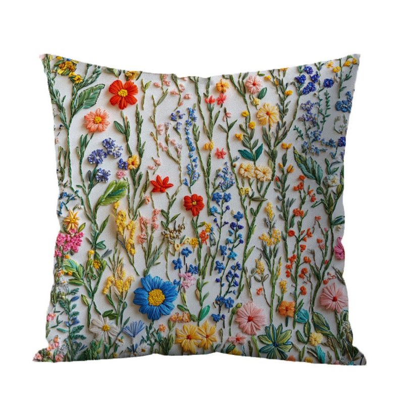 DANWEILE - Fundas de Almohada Minimalistas con Bordado de Flores y Plantas Verdes