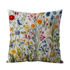 DANWEILE - Fundas de Almohada Minimalistas con Bordado de Flores y Plantas Verdes.