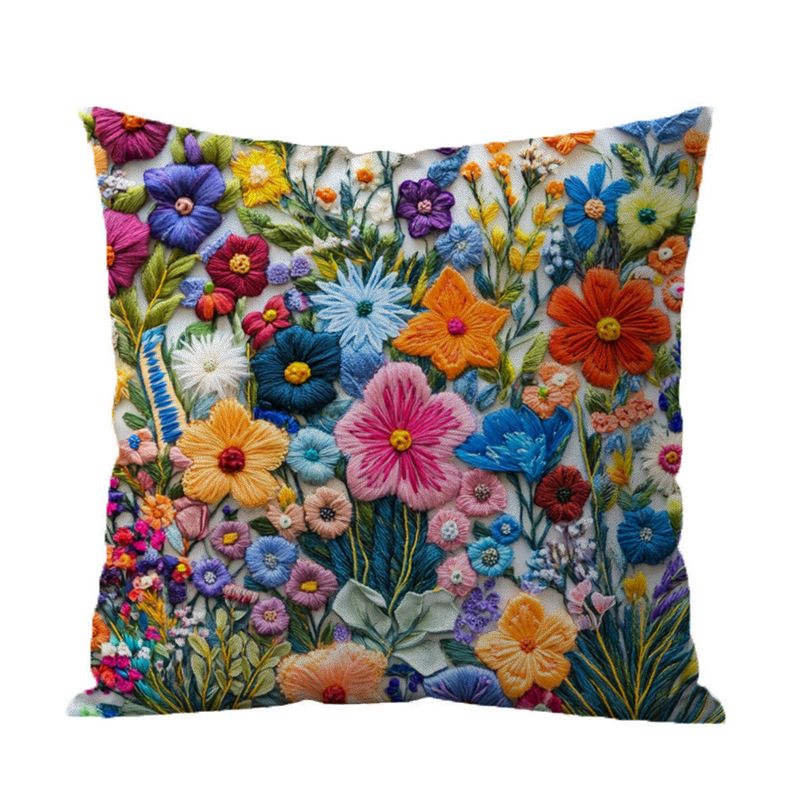 DANWEILE - Fundas de Almohada Minimalistas con Bordado de Flores y Plantas Verdes
