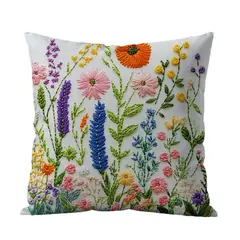 DANWEILE - Fundas de Almohada Minimalistas con Bordado de Flores y Plantas Verdes.