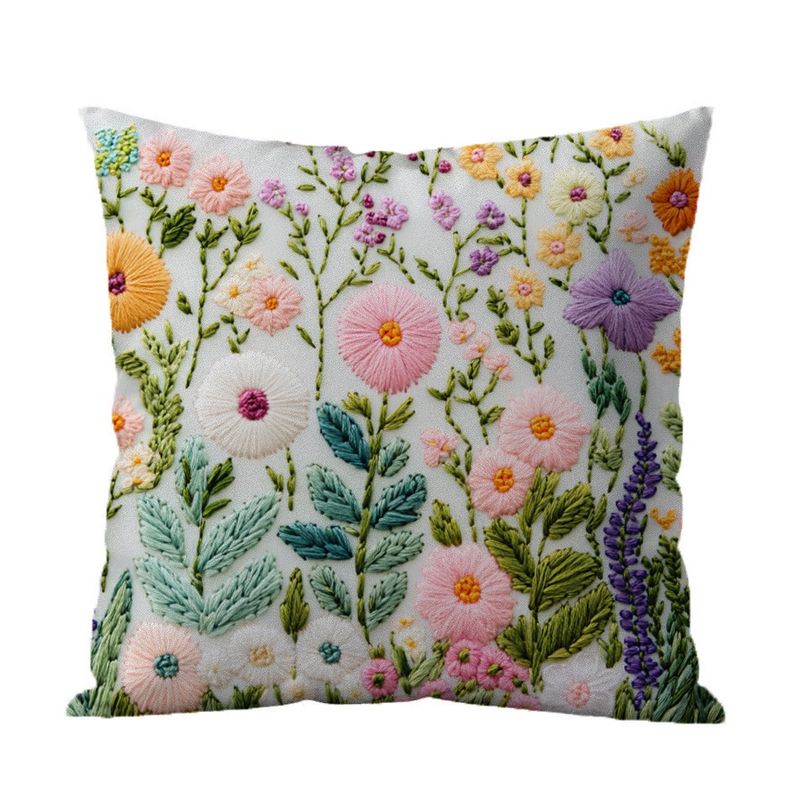 DANWEILE - Fundas de Almohada Minimalistas con Bordado de Flores y Plantas Verdes