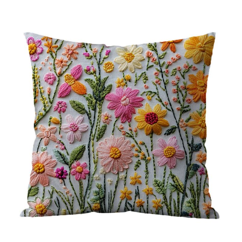 DANWEILE - Fundas de Almohada Minimalistas con Bordado de Flores y Plantas Verdes