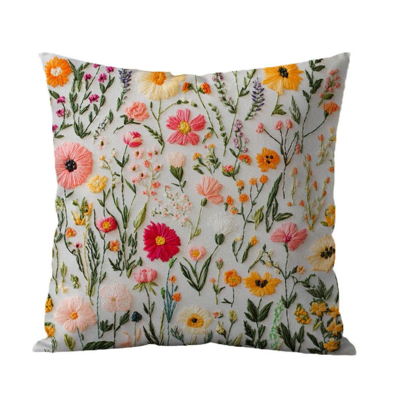 DANWEILE - Fundas de Almohada Minimalistas con Bordado de Flores y Plantas Verdes