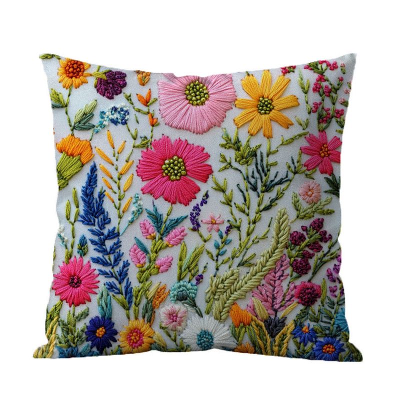 DANWEILE - Fundas de Almohada Minimalistas con Bordado de Flores y Plantas Verdes