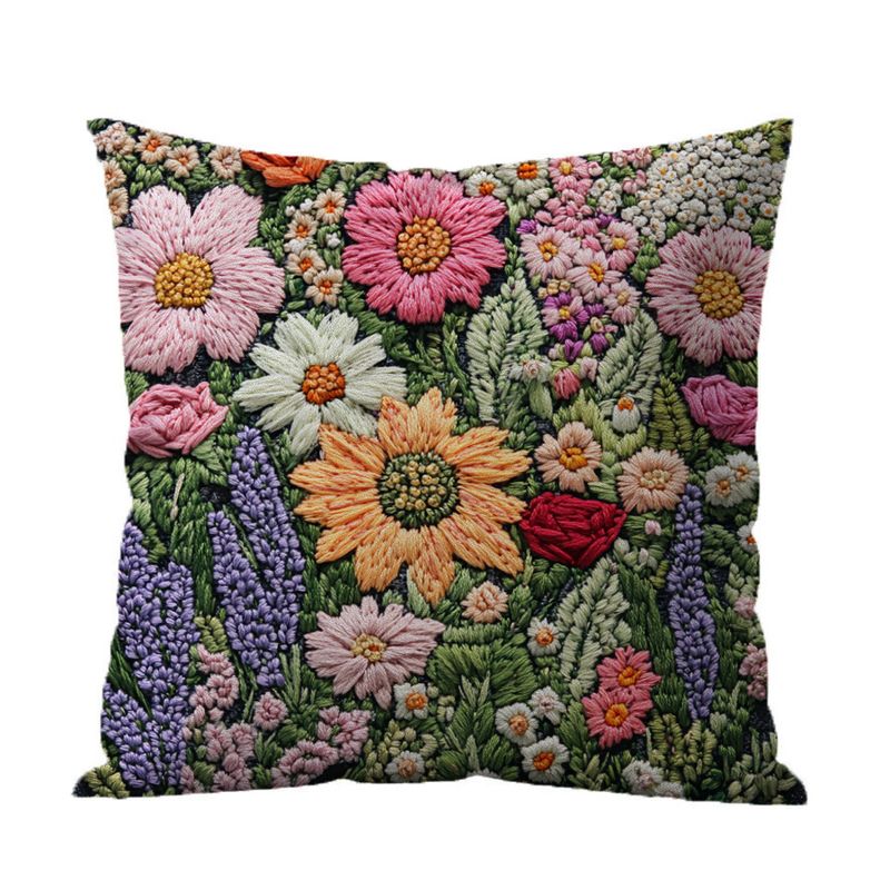 DANWEILE - Fundas de Almohada Minimalistas con Bordado de Flores y Plantas Verdes