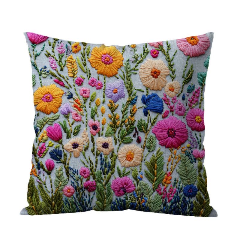 DANWEILE - Fundas de Almohada Minimalistas con Bordado de Flores y Plantas Verdes.