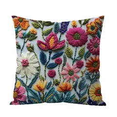 DANWEILE - Fundas de Almohada Minimalistas con Bordado de Flores y Plantas Verdes