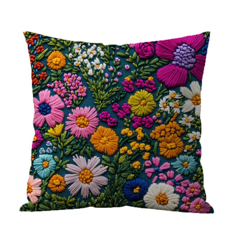 DANWEILE - Fundas de Almohada Minimalistas con Bordado de Flores y Plantas Verdes
