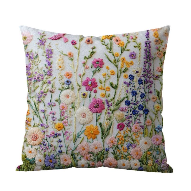 DANWEILE - Fundas de Almohada Minimalistas con Bordado de Flores y Plantas Verdes.