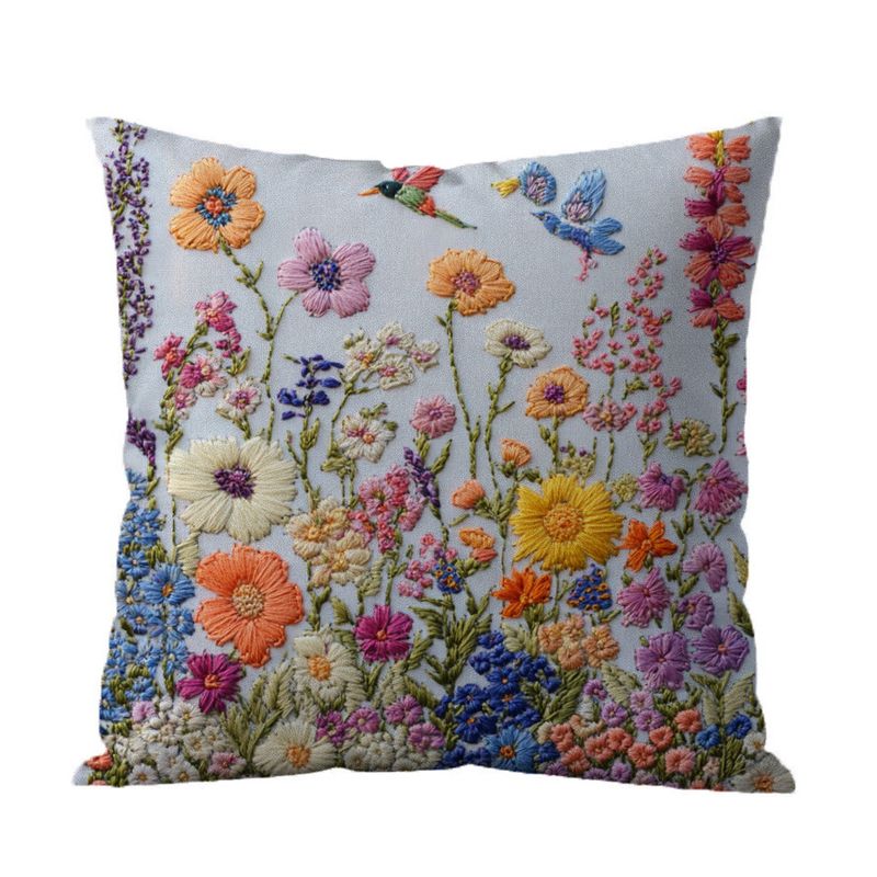 DANWEILE - Fundas de Almohada Minimalistas con Bordado de Flores y Plantas Verdes