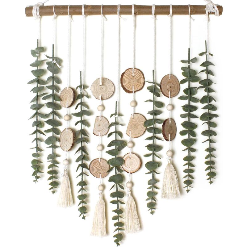 DANWEILE - Decoración de De Aucalipto Artificial Y Placas De Madera Boho