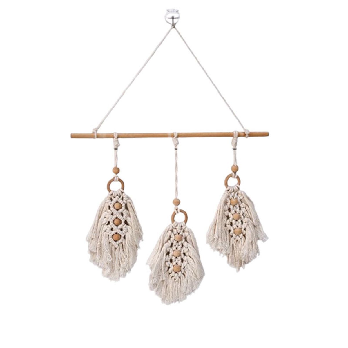 DANWEILE - Colgante Decorativo de Macramé Estilo Boho Chic con Tres Borlas
