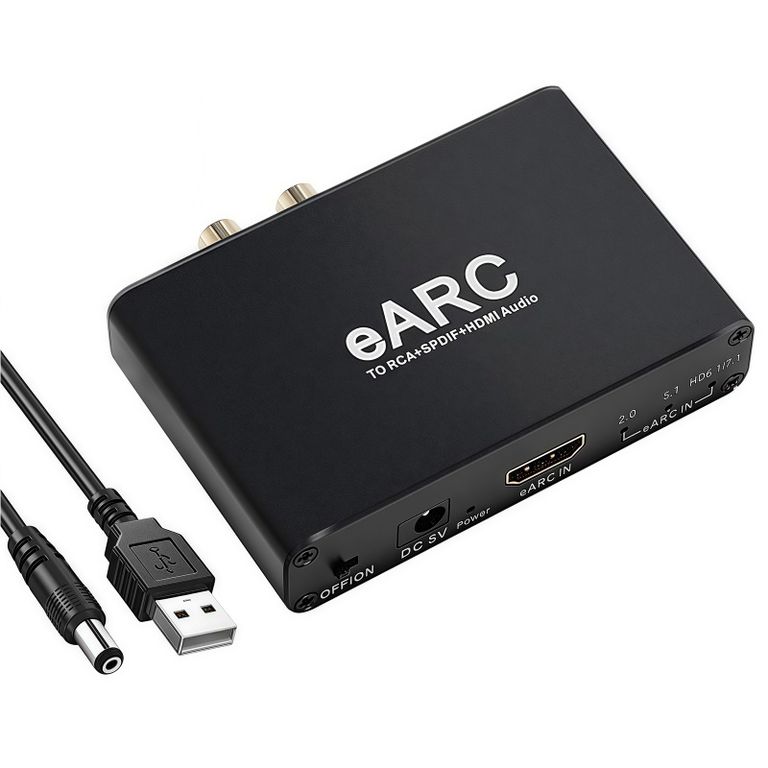 RENVMEXY Convertidor HDMI eARCARC a Óptico y RCA 71 Canales - AY128 Negro