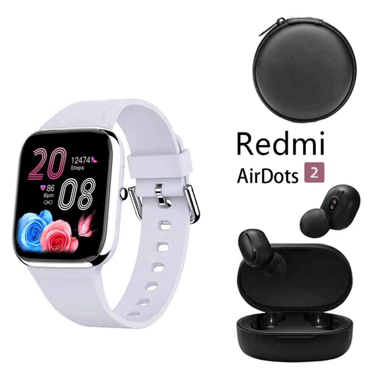 XIAOMI - Y9PRO reloj inteligente Blanco y Audifonos Redmi AirDots 2 y Estuche