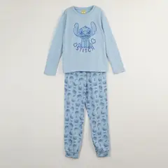 DISNEY - Conjunto Pijama Niña Lilo & Stitch Mono Celeste