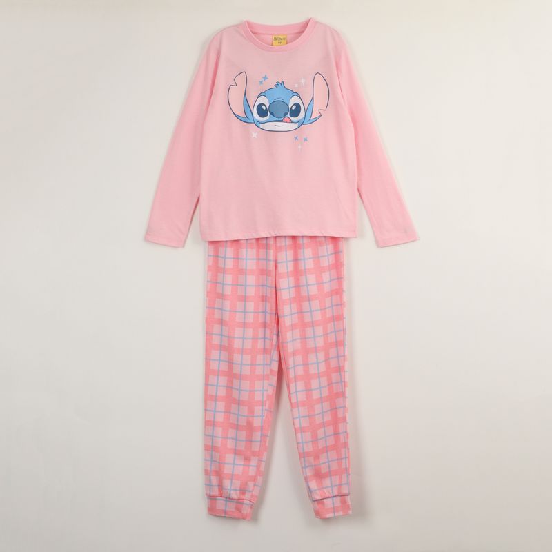 DISNEY - Conjunto Pijama Niña Lilo & Stitch  Head Rosado Disney
