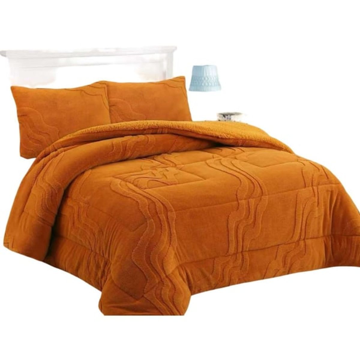 GENERICO - CUBRECAMA DISEÑO 2025 CON CHIPORRO SUPER KING 250 CM X 270 CM NARANJA.
