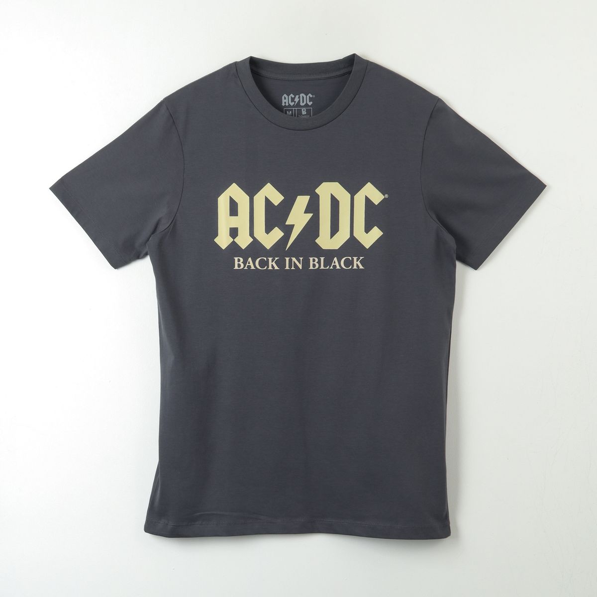 AC DC - Polera Manga Corta Hombre Black And Black Gris AC/DC