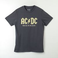 Polera Manga Corta Hombre Black And Black Gris AC/DC