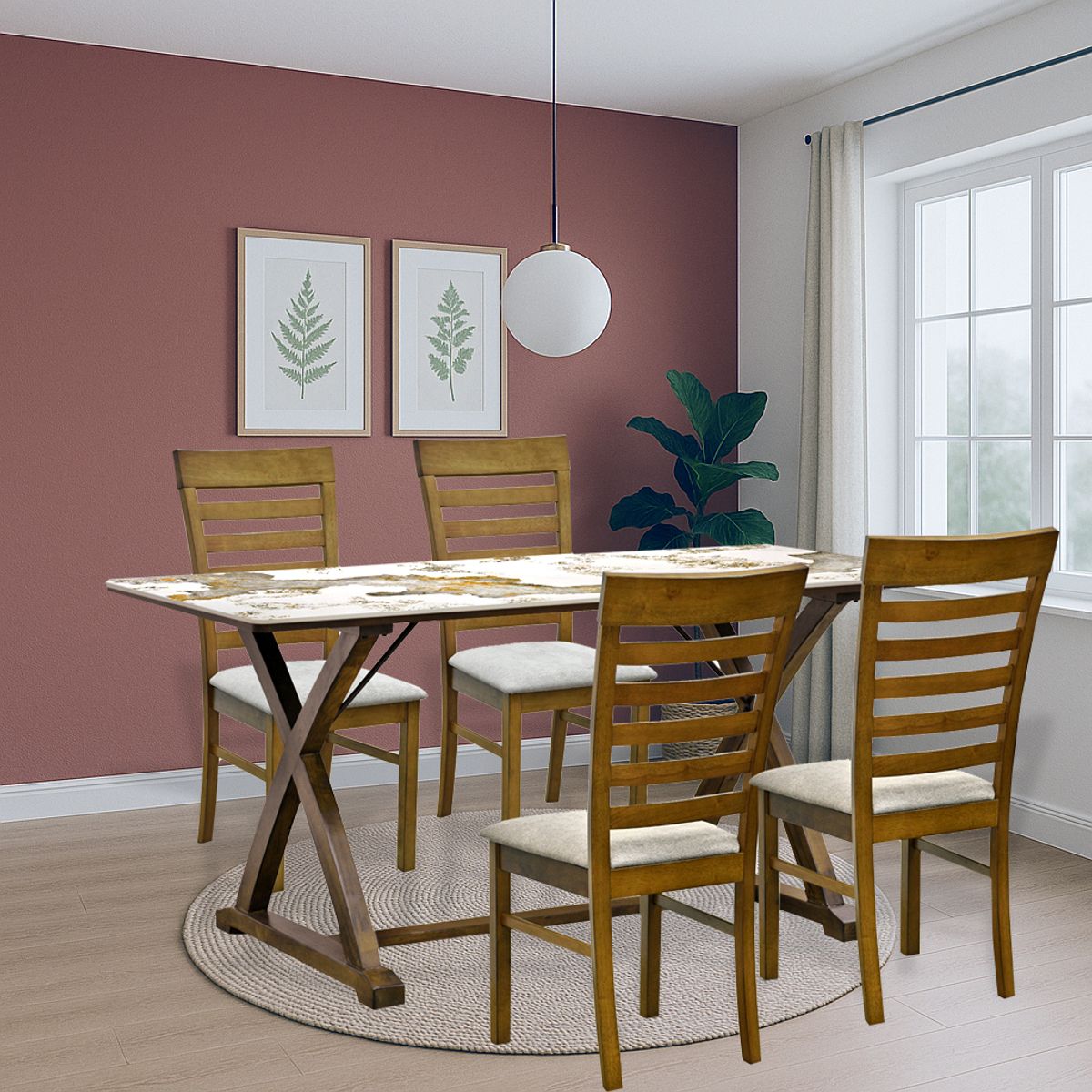 MSA MUEBLES SANTA ANA - Juego Comedor Stone Brown 4 Personas