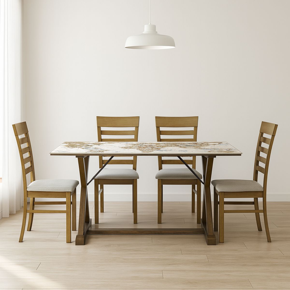 MSA MUEBLES SANTA ANA - Juego Comedor Stone Brown 4 Personas