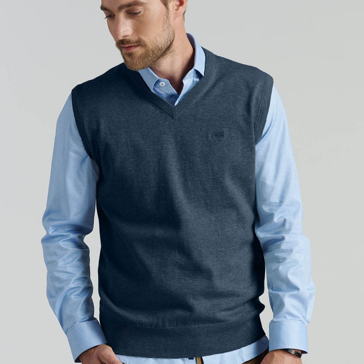 FEROUCH - Sweater Smart Casual Sleeve Business Azul Ferouch