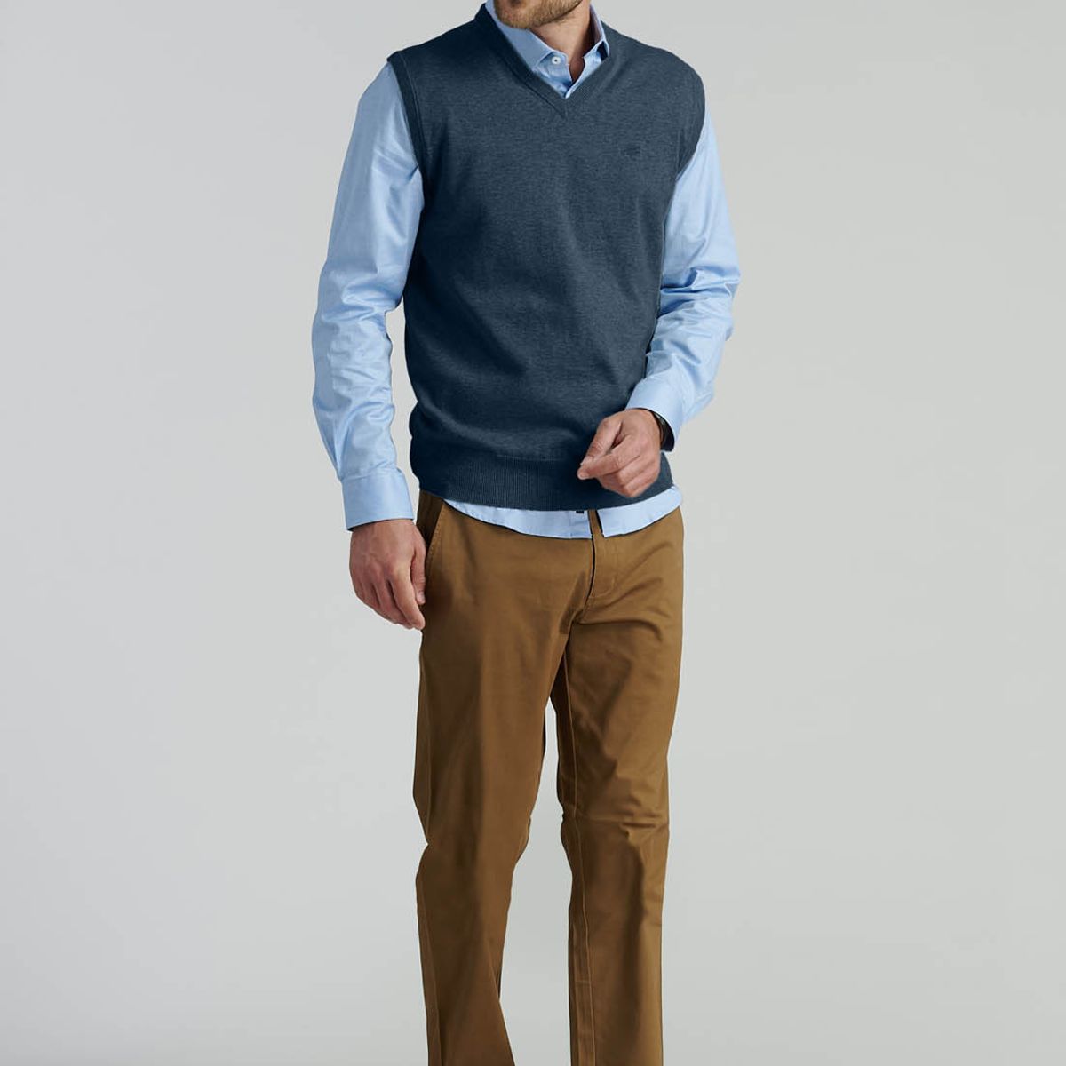 FEROUCH - Sweater Smart Casual Sleeve Business Azul Ferouch