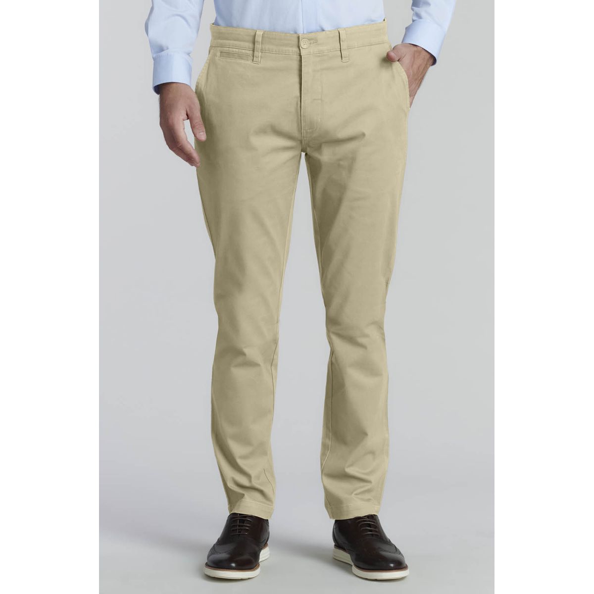 FEROUCH - Pantalón Twill Slim /33 Business Beige Ferouch