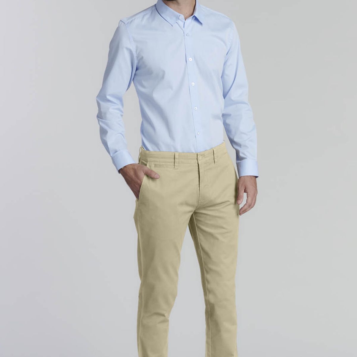 FEROUCH - Pantalón Twill Slim /33 Business Beige Ferouch