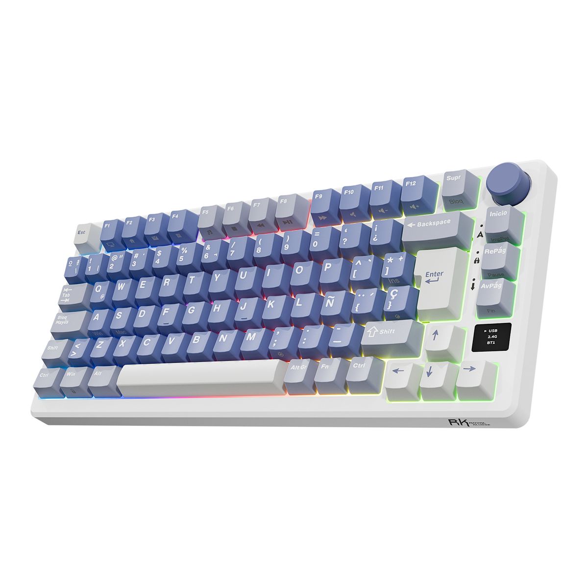 ROYAL KLUDGE - Teclado Mecánico Inalámbrico RKM75 Ocean Blue 75% Español