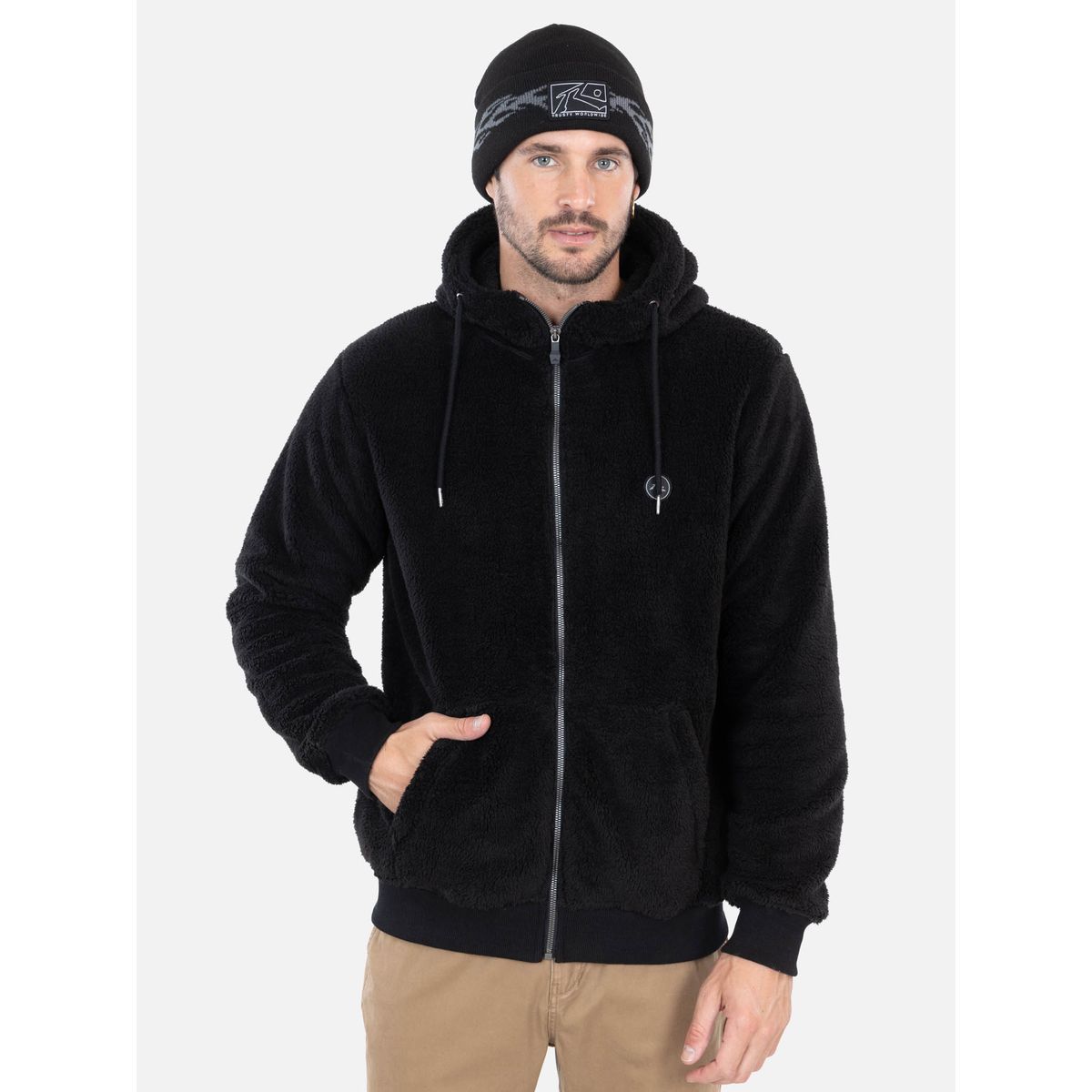 RUSTY - Poleron Freefall Negro Hombre Rusty - Negro