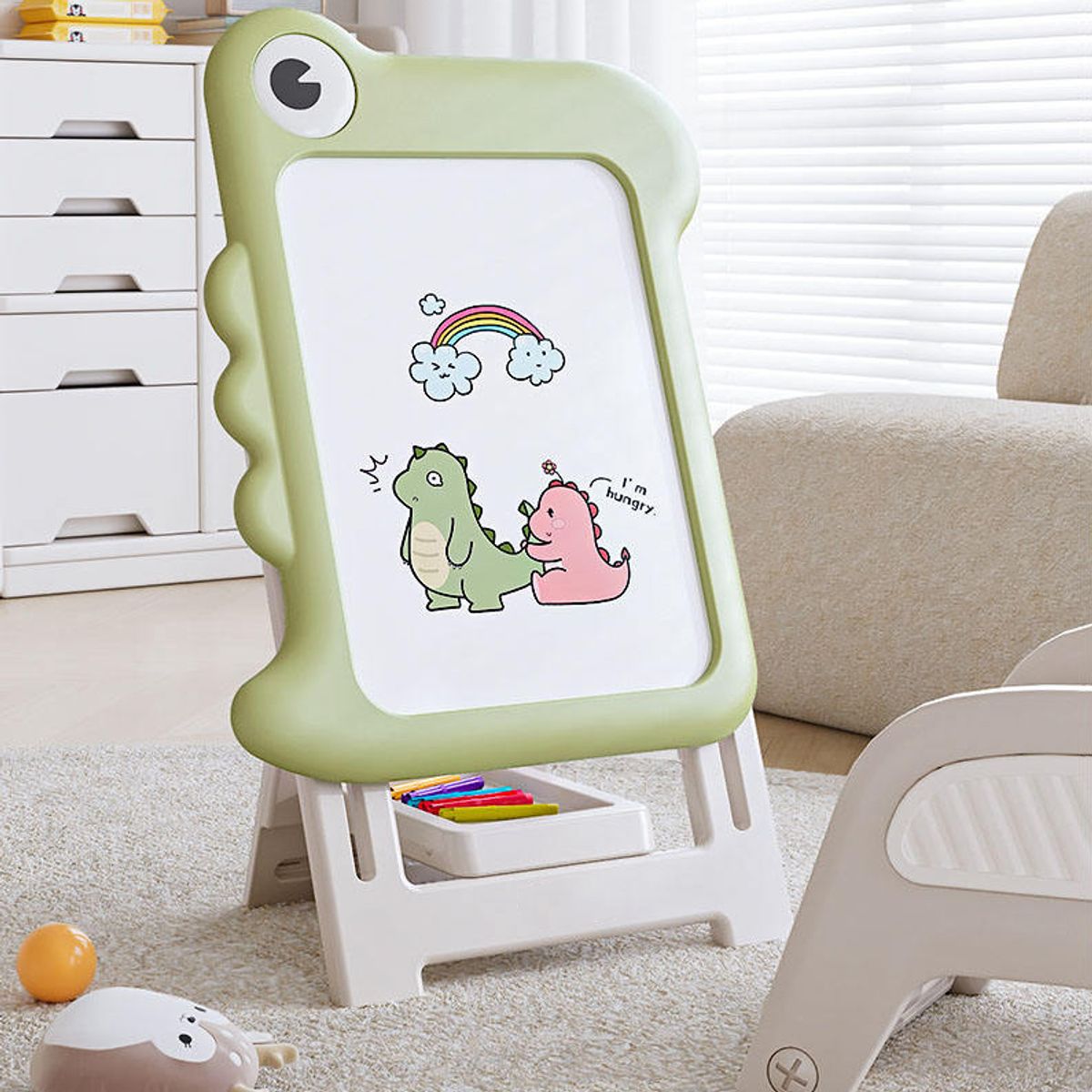 GENERICO - Pizarra Magnética Verde Para Niños Con Altura Ajustable