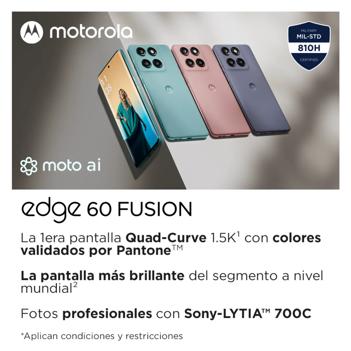 MOTOROLA - Smartphone Moto Edge 60 Fusion 256GB 8GB Dual SIM Celeste