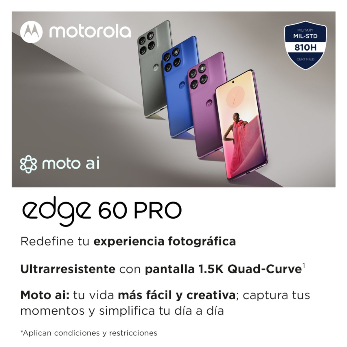 MOTOROLA - Smartphone Edge 60 Pro 512GB 12GB Dual SIM Gris