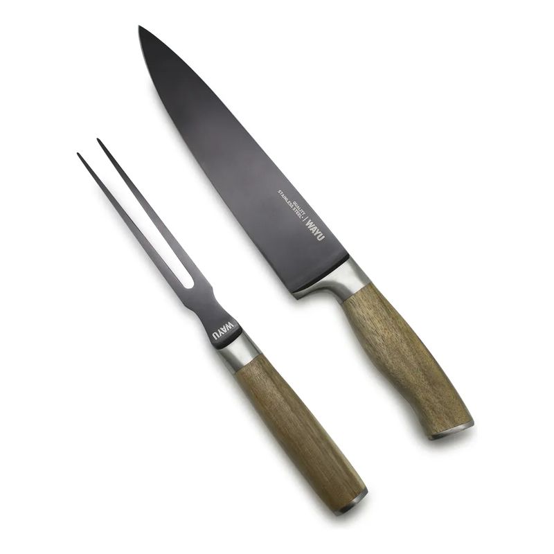 WAYU - Cuchillo + Tenedor Wayu Color Marrón
