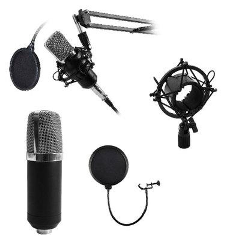 PHILCO - Kit Studio Microphone Con Soporte Antipop Stand Philco - Negro