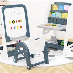 GENERICO - Mesa Incluye Silla Tablero de Dibujo Magnético y Librero