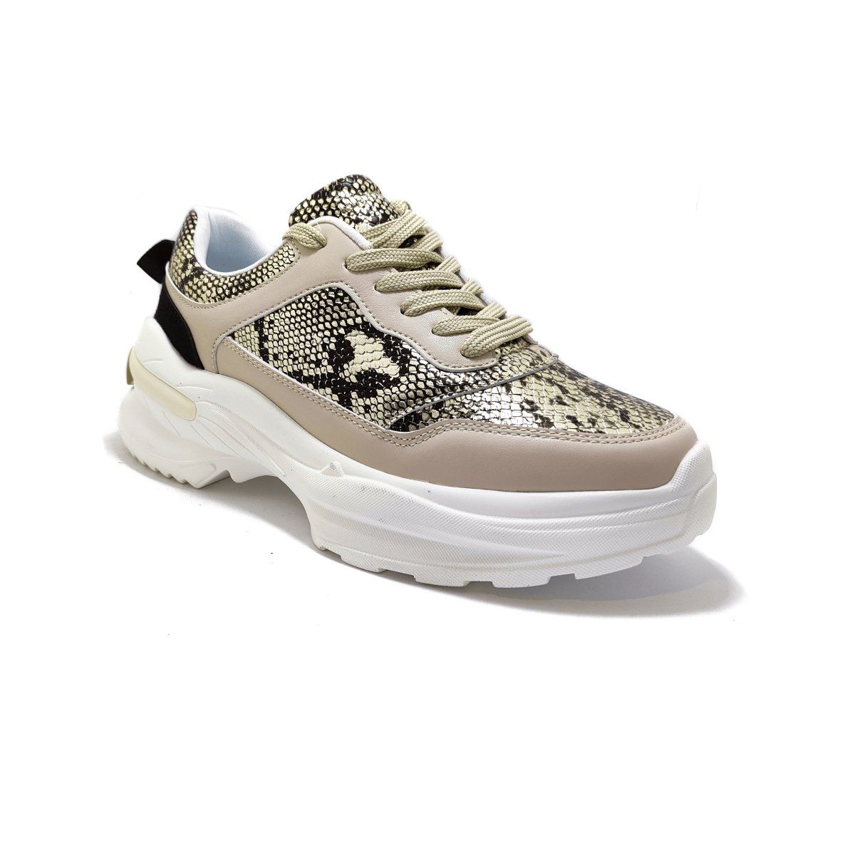 POZATINI - Zapatilla Lucia Beige Snake Gold - MININAS