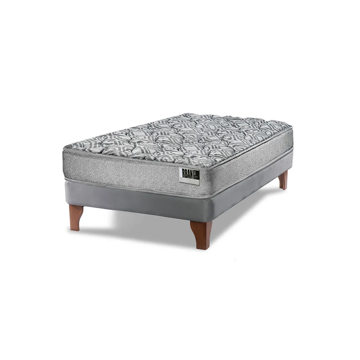 LATAM HOME - Cama Europea Cannon Zen Urban 1.5 Plaza Tela Gris x 190 cm