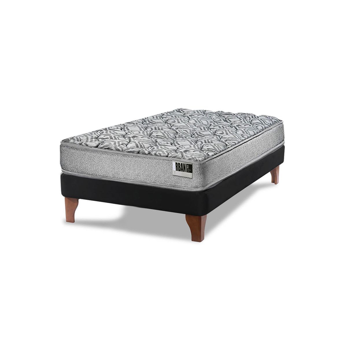 LATAM HOME - Cama Europea Cannon Zen Urban 1.5 Plaza Tela Negro x 190 cm