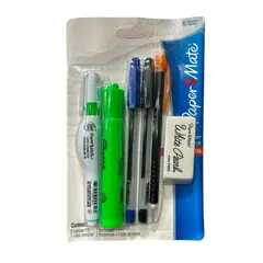 PAPER MATE - Pack Universitario Bolígrafos Corrector Destacador Goma +