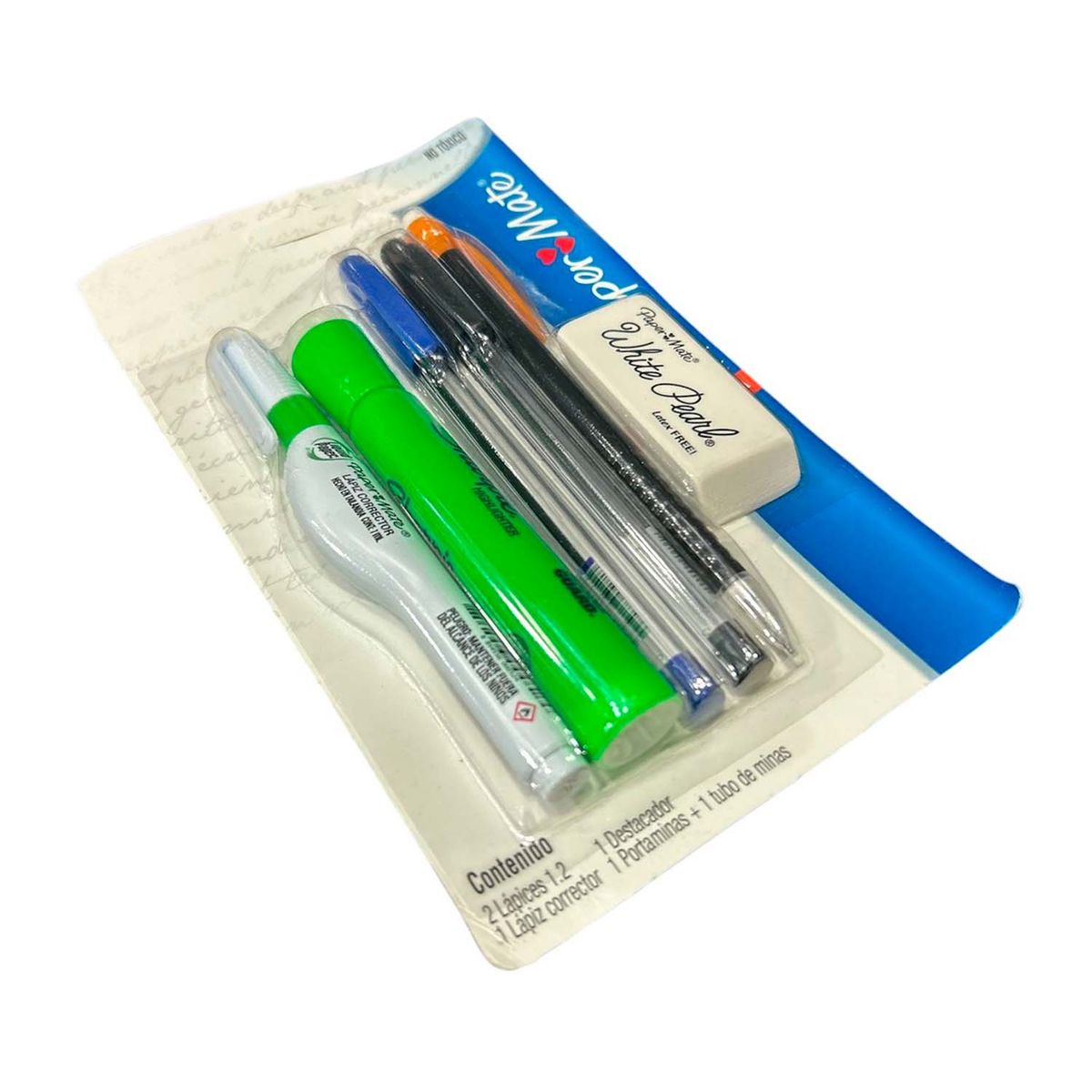PAPER MATE - Pack Universitario Bolígrafos Corrector Destacador Goma +