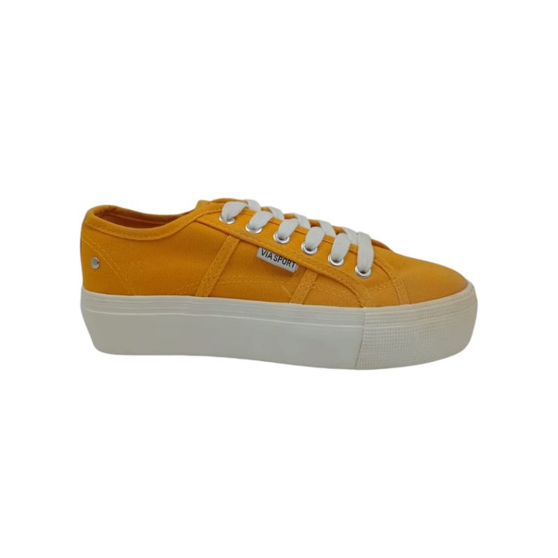 HERIEL - Zapatillas Amarillas Lona Mujer.