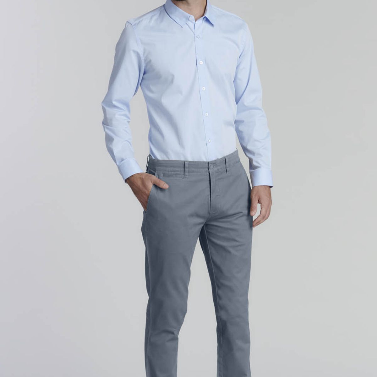 FEROUCH - Pantalón Twill Slim /33 Business Gris Ferouch